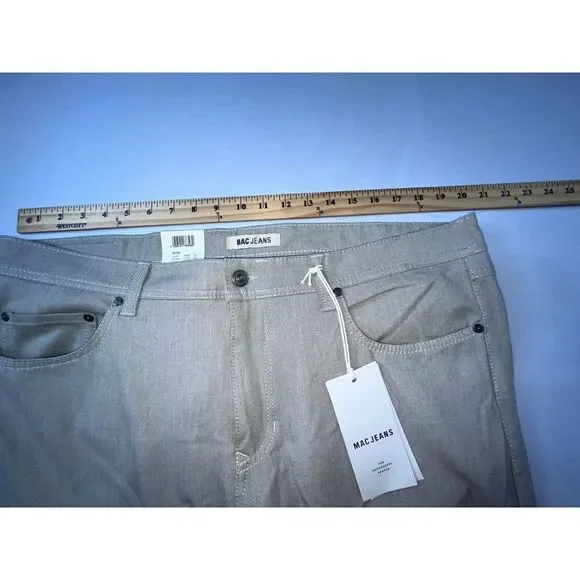 MAC Jeans Arne Modern Straight Mid-Rise Stretch Tan Denim Mens 40x30 MSRP $175 - Picture 10 of 14